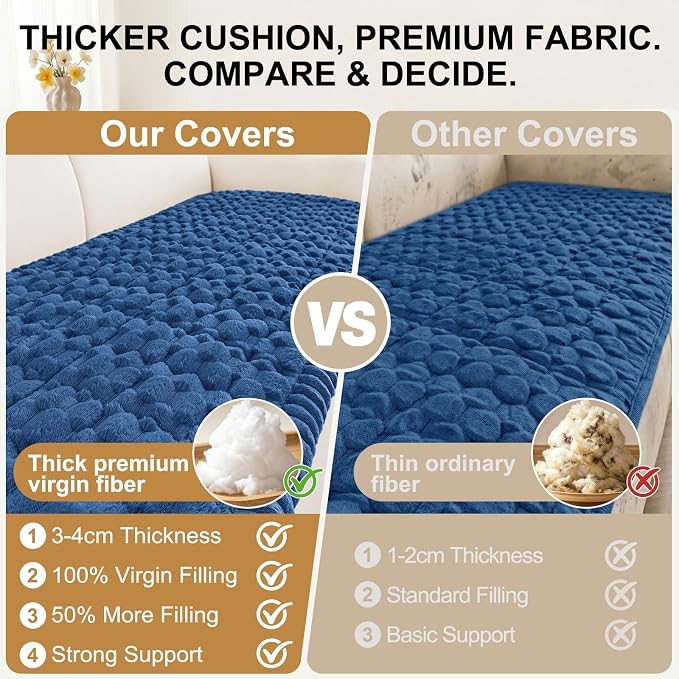 Smiry Non Slip Couch Covers for Dogs, Scratch Resistant Pet Sofa Protector | Machine Washable Soft Fuzzy Thick Furniture Cover for Sofa Loveseat Sectional Large Dogs, Navy, 27.6" x 59" - Image 4