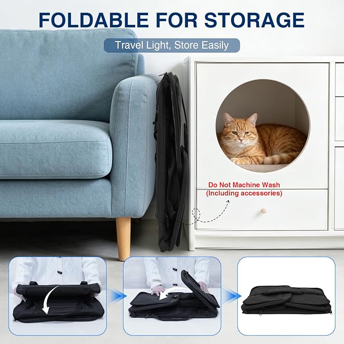 Pet Carrier for Small Dogs & Cats, Airline Approved, Lightweight, Foldable, Comfortable Travel Bag with Plush Cushion & Extra Storage (Black) - Image 8