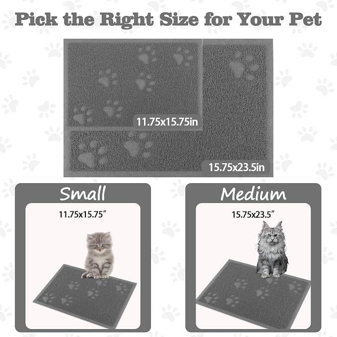 Darkyazi Cat Litter Box Mat for Floor Litter Trapping Mat Non-Slip Backing, Scatter Control, Easy Clean, Water Resistant, Soft on Paws (15.75" x 11.75",Grey) - Image 8