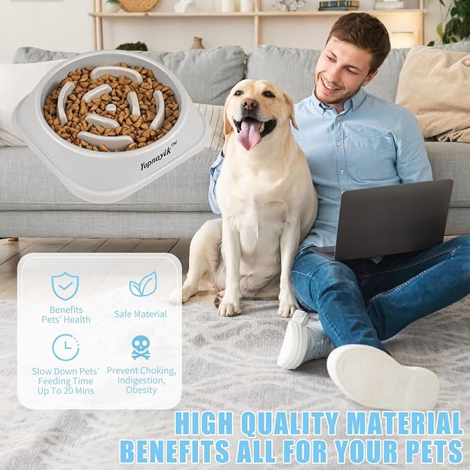 Slow Feeder Dog Bowls for Large Dogs | Non-Slip Base, Anti-Choking Design, Reduces Bloating & Overeating, Easy to Clean, 4 Cups - Image 5