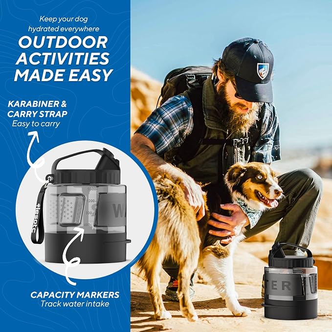 lesotc Portable Dog Water Bottle, 56oz Large Travel Water Bowl Dispenser for Dogs Camping Beach Walking Essentials, Big Pet Bottles Hiking Traveling Park Car Trips Accessories for On the Go, BPA Free - Image 4