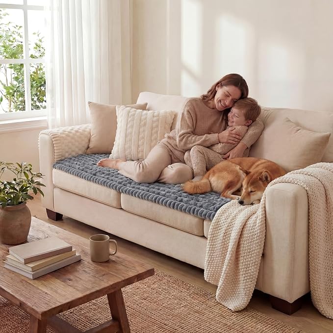 Frienda Pet Couch Cover for Sofa, 27.6 x 59 Inch Non-Slip Plush Sofa Slipcover, Washable Pet-Friendly Dog Couch Cushion Protector, Thick Furniture Cover for Indoor Use, Dark Grey - Image 7