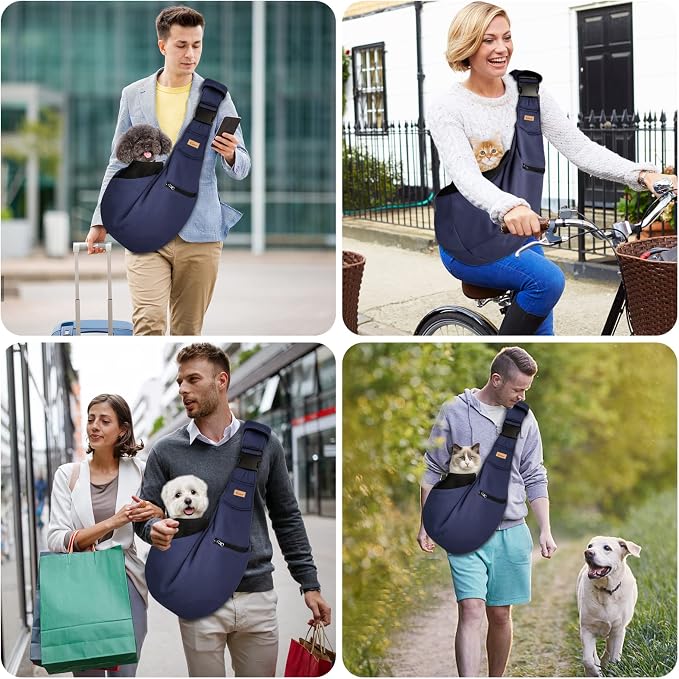 CUBY Dog and Cat Sling Carrier - Hands Free Reversible Pet Papoose Bag - Soft Pouch and Tote Design - Suitable for Puppy, Small Dogs Cats Outdoor - Image 5