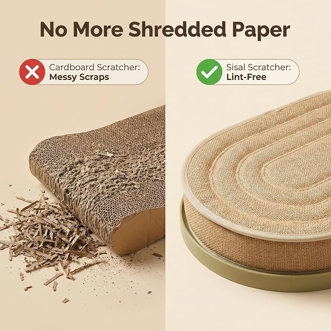 Large Sisal Cat Scratcher Lounge, 2-in-1 Cat Bed with Durable Base & Plush Foam Cushion, Non-Shedding Cat Scratching Pad for Indoor Cats,22"x14", No Mess Furniture Protector - Image 3