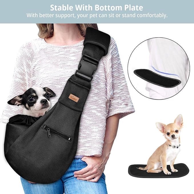 CUBY Dog and Cat Sling Carrier - Hands Free Reversible Pet Papoose Bag - Soft Pouch and Tote Design - Suitable for Puppy, Small Dogs Cats Outdoor - Image 4