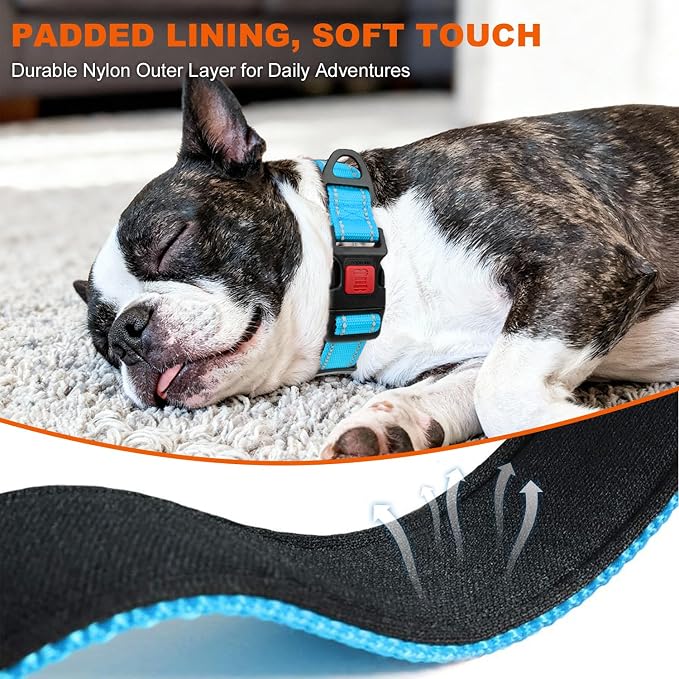 Taglory Reflective Dog Collar for Medium Dogs, Soft and Safe for Daily Walk | Soft Neck Cushioning, Adjustable 14-20 in, Sturdy Webbing Withstands Strong Pullers, Zinc Alloy D-Ring for Leash and ID Tags - Image 4
