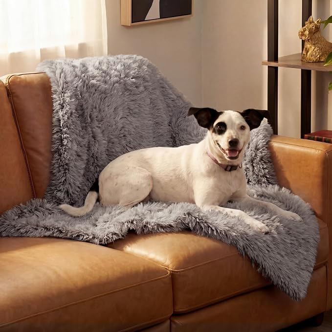 Furhaven Waterproof Throw Blanket for Dogs & Indoor Cats, Reversible Protective Pet Blanket, Medium, Long Faux Fur & Velvet, Gray - Image 9