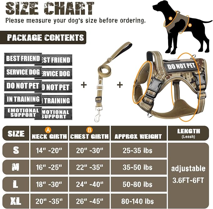 Tactical Service Dog Vest and Leash Set with 10 Patches Camo S | Adjustable No Pull Service Dog Harness for Small Sized Dog with Dog Seat Belt,Reflective Easy Walk for Training Hiking - Image 5