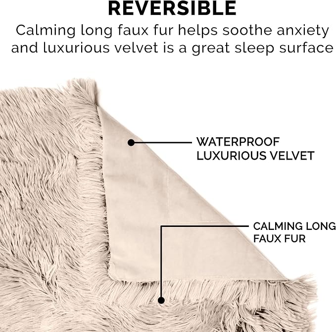 Furhaven Waterproof Throw Blanket for Dogs & Indoor Cats, Washable - Shaggy Plush Calming Long Faux Fur & Velvet Dog Blanket - Taupe, Large - Image 4