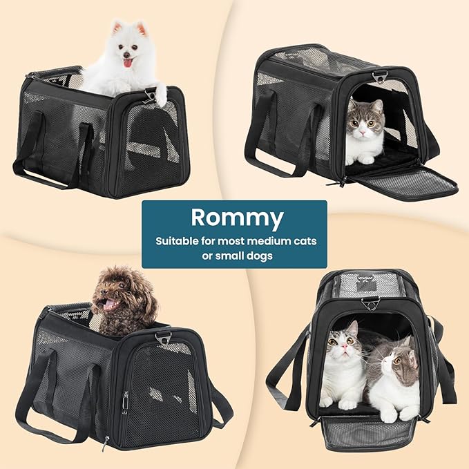 PETSFIT Soft-Sided Cat Carrier, Airline Approved | For Travel, 3 Carrying Ways, Lightweight and Ventilation on 5 Sides, Escape Proof, With Soft Fleece Pad - Image 9