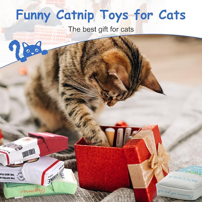 Nocciola 3 Pack Catnip Toys for Cats, Funny Cat Toys Filled with 100% Pure Organic Catnip, Safe Kitten Teething Chew and Kicker Toys, Stress Relieving Fun for Indoor Cats, Blue - Image 7