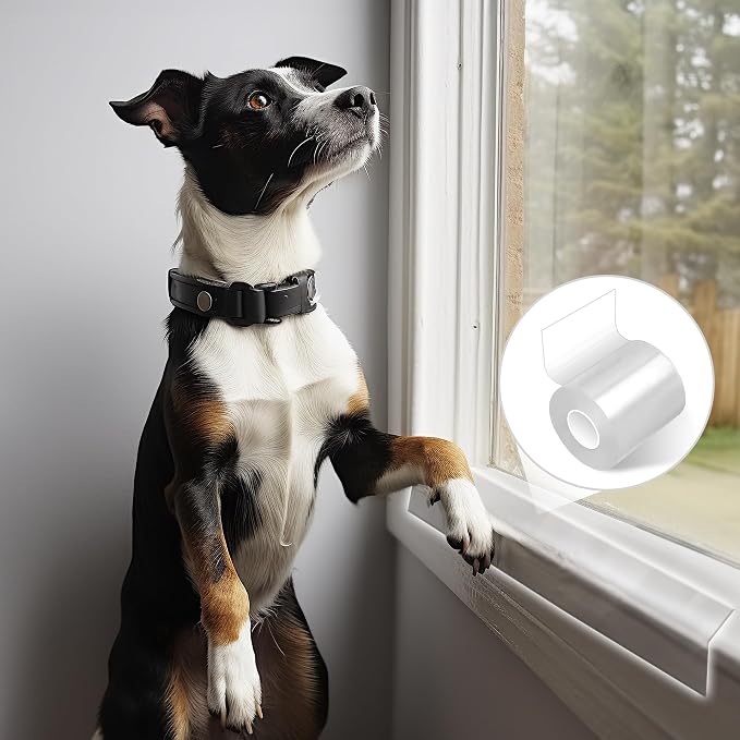 Clear Door Protector from Dog Scratching 4in x 16.4ft | Window Sill Protector & Furniture Guard, Anti-Cat Dog Scratch Slobber, Glass Car Door Couch Protection by Loiion
