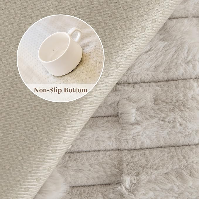 MYSKY HOME Couch Cover for Dogs, Plush Soft Sofa Cover Washable, Fuzzy Couch Covers for 3 Cushion Sofa Pet Friendly, Waterproof Non-Slip Sofa Slipcover Furniture Protector, Oatmeal, 35" x 83" - Image 5