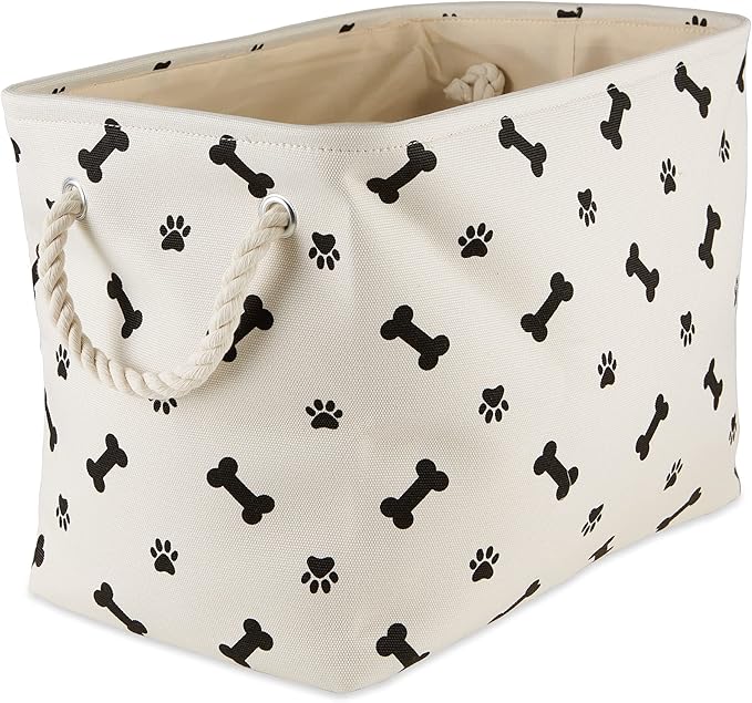 Bone Dry Pet Storage Collection Paw and Bone Print, Small Rectangle, 14x8x9", Black by BoneDry