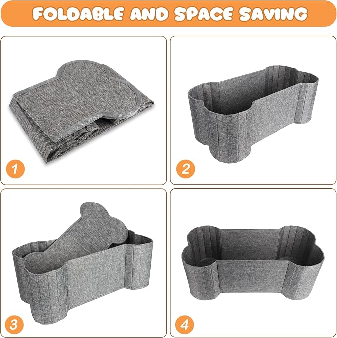Lukeline Large Dog Toy Basket, Bone Shape Dog Toy Storage Box, Foldable Fabric Storage Bin for Pet toys and Pet Supplies, 26.4 * 12.6 * 9.5 Inches (1 Pack-Grey) - Image 6