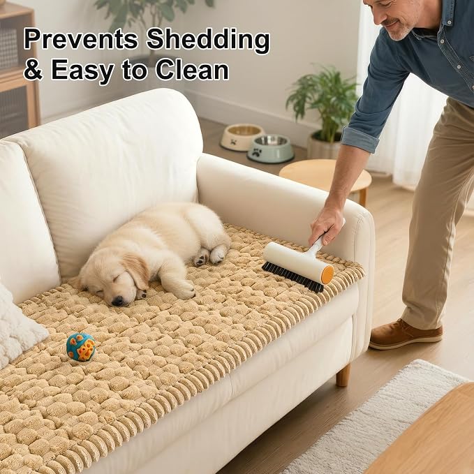 Smiry Non Slip Couch Covers for Dogs, Scratch Resistant Pet Sofa Protector | Machine Washable Soft Fuzzy Thick Furniture Cover for Sofa Loveseat Sectional Large Dogs, Camel, 20" x 24", 2 Pieces - Image 6