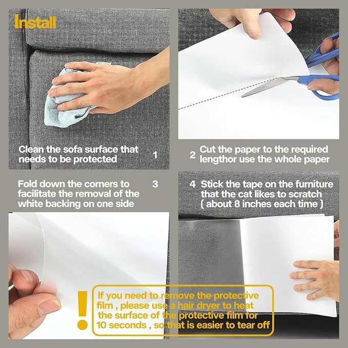Cat Scratch Furniture Protectors from Cats Scratching, 20 Pack Thicken Self-Adhesive Single Side Couch Protector from Cat Claws for Couches - Image 6