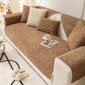 vctops Geometric Jacquard Plush Sofa Couch Covers Farmhouse Neutral Non Slip Sectional Couch Cover Soft Warm Sofa Slipcover for Dogs, Children, Pets Furniture Protector (Coffee,28"x28") by vctops
