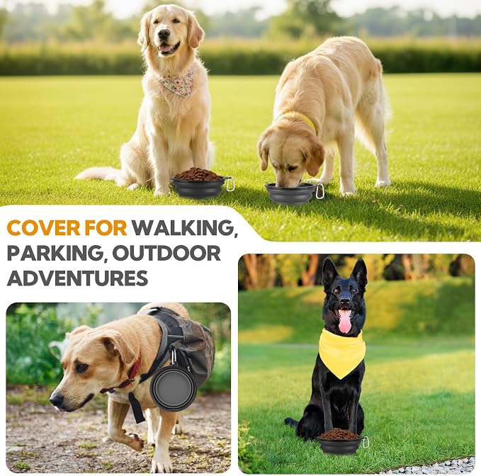 Collapsible Dog Bowl Large 34oz, Travel Dog Water Bowl Portable | 2 Pack, 2 Carabiner Clips, Silicone Travel Dog Bowl Foldable, Feeding Watering Dish Bowl, for Parking, Walking, Camping - Image 7