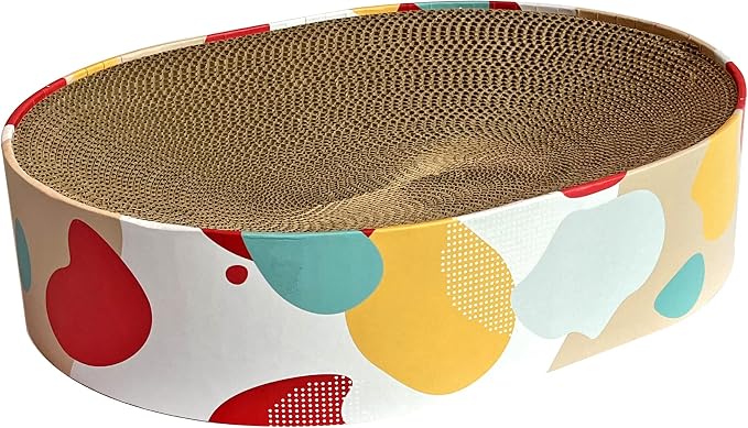 Cat Scratcher Lounge Bed - Lounge Couch for Indoor Cats Oval Shape 17"x13" Long Lasting Furniture by BobbyPet