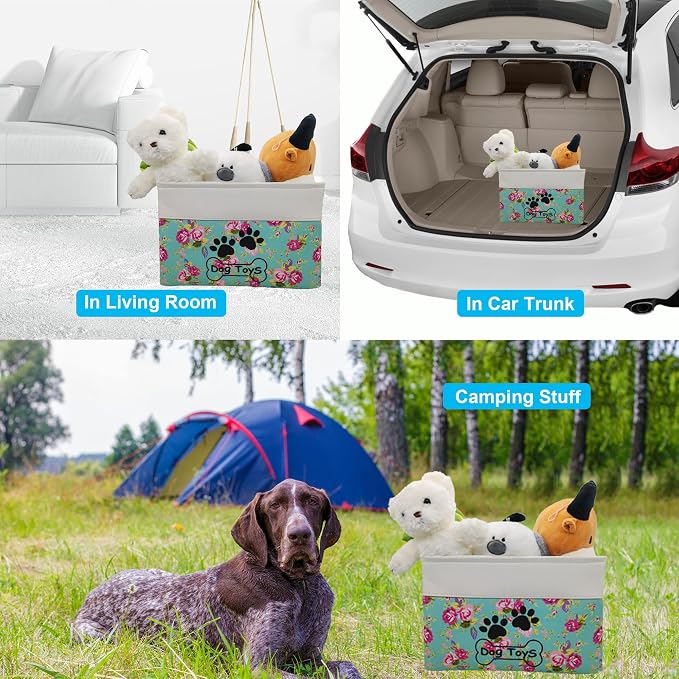 Collapsible Dog Toy Basket Foldable Dog Toy Box Bin for Pet Chew Toys Accessory - Image 5
