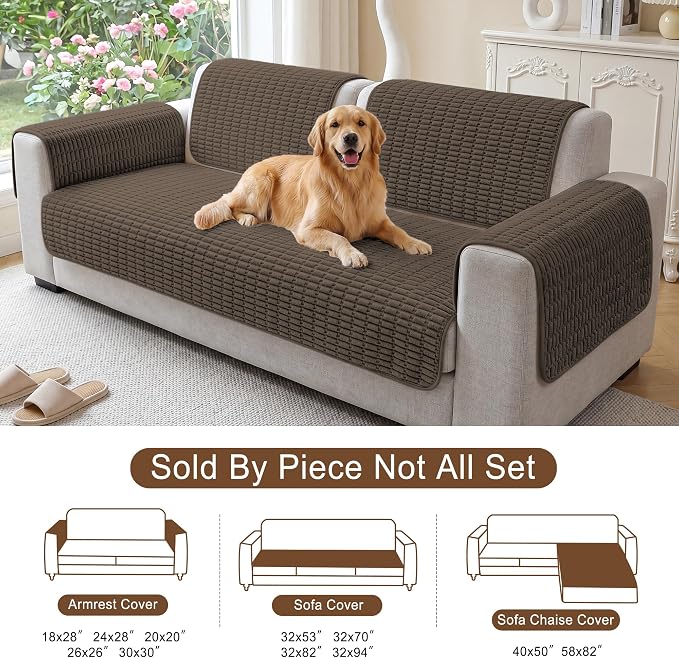Foxdecor Couch Cover for Dogs Sofa Covers Non Slip Couch Pad Pet Friendly | Pet Couch Covers Washable Sofa Protector, Furniture Cover Couch Seat Protector for Living Room, Chocolate 58x82 Inch - Image 6