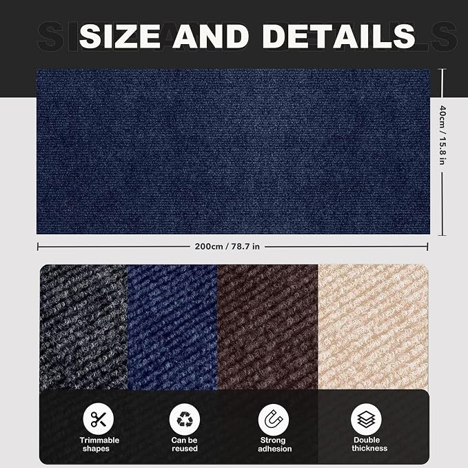 78.7"X15.8" Self-Adhesive Cat Scratching Mat - Durable Couch Protector from Cat Claws, DIY Furniture Protector from Cats Scratching, Sticky cat Scratch Wall mat- No Residue, Safe for Cats (Dark Blue) - Image 6