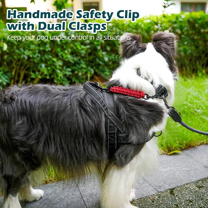PetBonus Dog Collar Safety Clip, Handmade Prong Collar to Harness Connector | Dog Leash Backup Safety Strap, Escape Proof, Double Ended Clasp, Lead Connector for Pinch Collar, Harness (Red) - Image 4