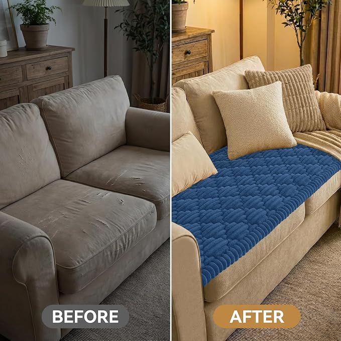 Smiry Couch Cover for Dogs Washable, Non Slip Fuzzy Pet Sofa Protector | Soft Thick Furniture Cover for Sofa, Loveseat and Sectional, Scratch & Pet Hair Resistant (Navy, 27.6" x 70.9") - Image 7