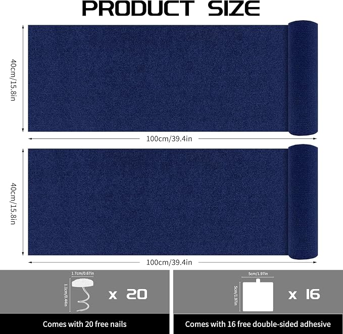 2 Pcs Total 78.8"x15.8" Cat Scratch Mat, Cat Scratch Couch Furniture Protector, Trimmable Self-Adhesive Cats Scratch Pads, DIY Cat Scratcher for Wall Protector and Covering Cat Tower (Blue) - Image 2