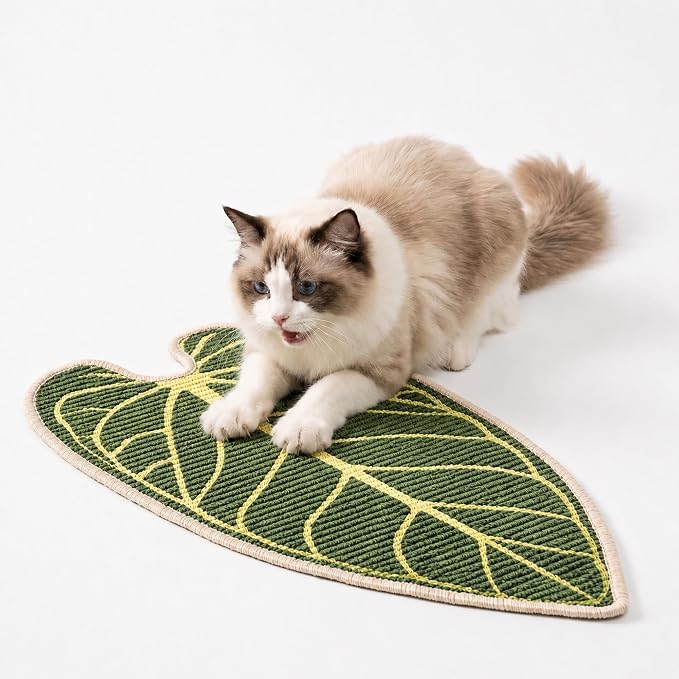 Natural Leaf-Shaped Sisal Cat Scratcher for Wall and Floor, Large Cat Scratch Pad for Indoor Cats Furniture Protection, Extra Large Wall Mounted Cat Scratching Mat for Claw Care (Anthurium) by Unknown