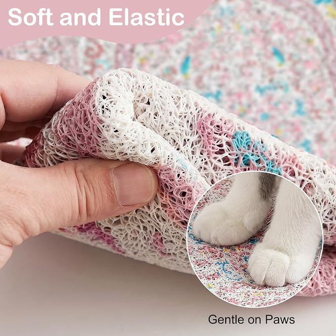 Glittme Cat Litter Mat, 40"x30" Non-Slip Washable Trapping Mat for Cats | Litter Trapping Mat With Thick PVC Coil To Catch Scatter, Soft On Paws And Waterproof Bottom To Protect Floors - Image 4