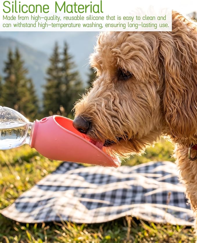 Portable Pet Water Feeder Dispenser 2 Pack- Silicone Reusable Dog Water Bottle Attachment for Outdoor Walking, Hiking, Camping, and Travel - Image 3
