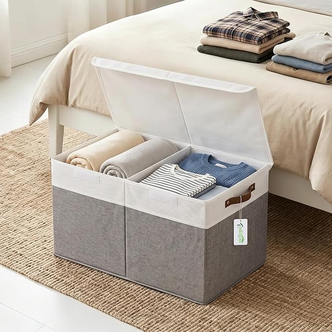Bagnizer Large Toy Storage Box with Lids, Collapsible Sturdy Baby Storage Organizer Chest Bin Basket for Kids, Boys, Girls, Playroom, Nursery, Bedroom, Closet 25"x13"x16" (Gray and White) - Image 9