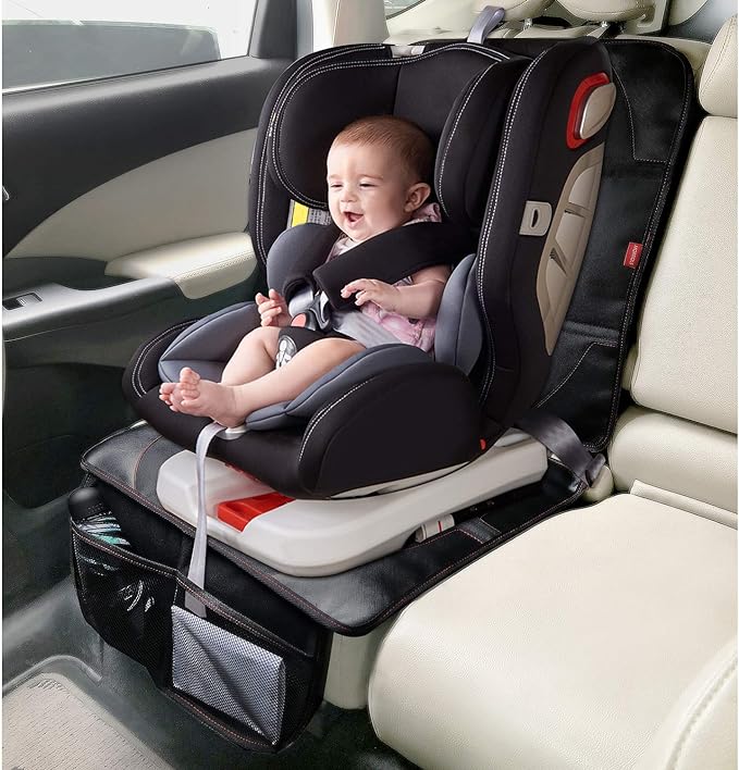 MORROLS Car Seat Protector for Child, Baby, Pets -1 Pack car seat Cover with Thick Padding- Waterproof Universal Size with Mesh Pockets (Black) - Image 3
