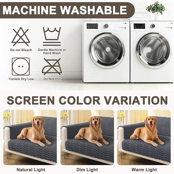 Smiry Waterproof Couch Covers for Dogs Washable, Non Slip Pet Sofa Cover | Plush Scratch Resistant Flannel Furniture Protector for Dogs, Dark Grey, 36" x 94.5" - Image 9