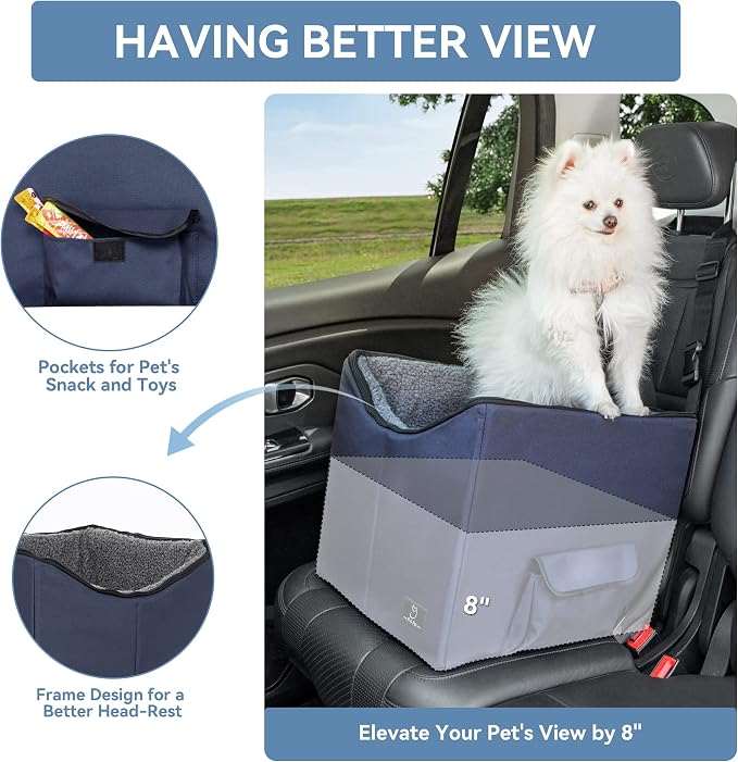 A 4 Pet Dog Car Seat for Small Dog, Booster Travel Pet Seat with Safety Seat Belts & Storage Bags, Portable Comfortable Pet Seat for Dogs Under 25 lbs - Image 3