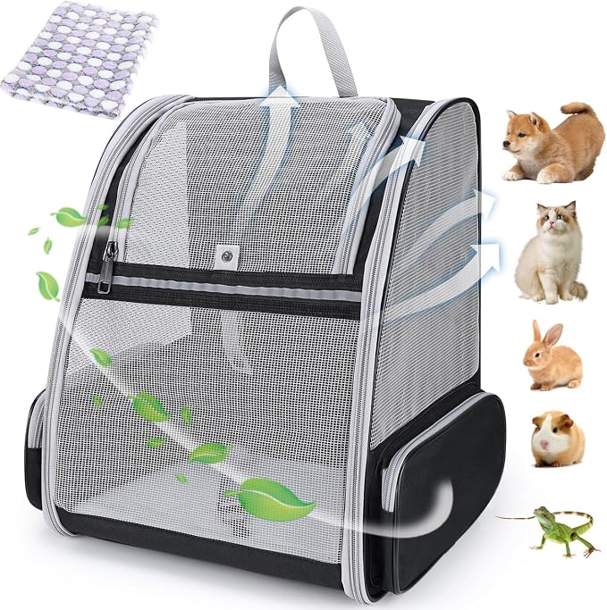 Lollimeow Cat Backpack Carrier, Ideal for Small Animals & Puppies, Airline Approved,Safe for Travel, Hiking, Vet Transport & Outdoor Use Fully Ventilated Design for Ultimate Comfort On-the-Go by Lollimeow