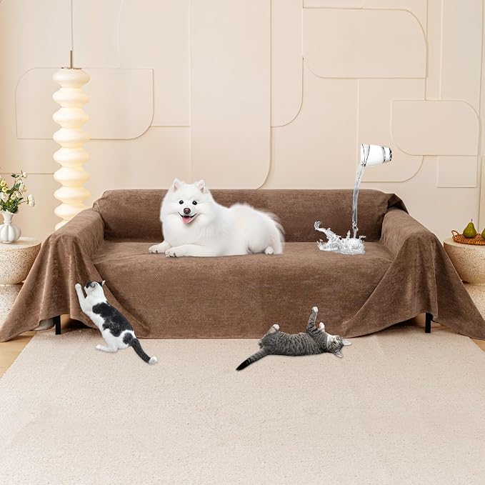 Loiion Cat Scratch Proof Furniture Protector Waterproof Sofa Cover 134"x91" | Pet-Friendly Couch Protector, Anti-Scratch & Anti-Slip Sofa Cover For Cats Dogs Kids, Machine Washable by Loiion