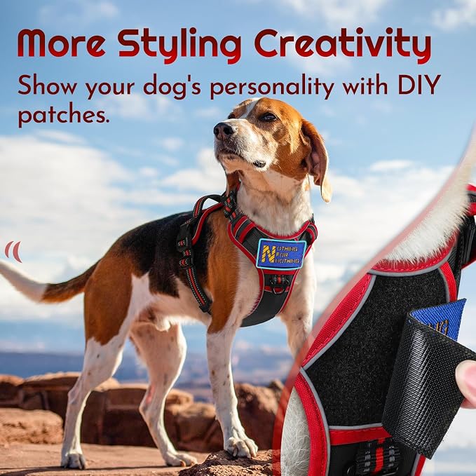 Eagloo Dog Harness No Pull for Large Dogs, Easy On & Off with 3 Buckles | No Choke with Front Clip, Adjustable Fit, MOLLE System, Reflective Vest, Easy Control for Walking, Black & Red, Large - Image 3