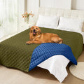 Smiry Waterproof Reversible Dog Bed Cover Pet Blanket | Pet Friendly, Soft Fabric, Washable Dog Blanket for Furniture Bed Couch Sofa, Checkered (82"x82", Green/Navy) by Smiry