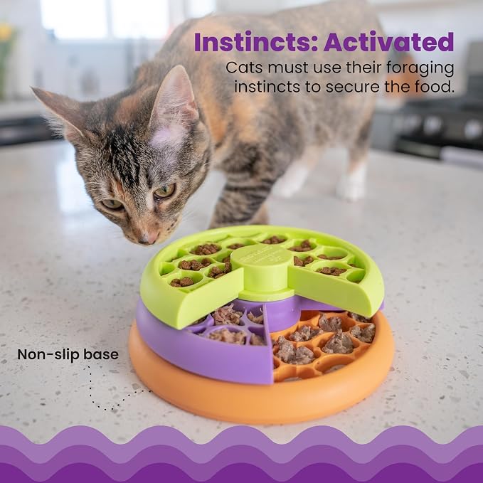 Catstages Nina Ottosson Kitty Lickin' Layers Cat Toy Treat Puzzle, 6.6" | Level 2 Intermediate, 3 Layers, 70+ Treat Compartments, Dry or Wet Food, Slow Feeder, Enrichment, Indoor Cats & Kittens - Image 4