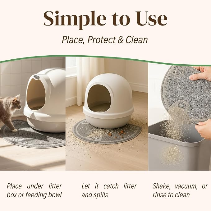 Evelots Small Cat Litter Trap Mat, Waterproof, Non-Slip, Washable, Gray | Soft absorbent mat traps litter and mess, protects floors from urine and moisture, stays in place and is machine washable. - Image 6