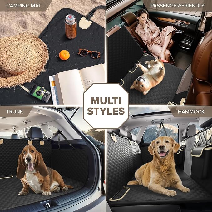 SHARLOVY Back Seat Extender for Dogs, Heavy Duty Dog Car Seat Cover for Back Seat and Aggressive Chewer, Large Hard Bottom Seat Cover for Dogs, Dog Hammock for Car, Travel Pet Bed for Car, SUV, Truck | Large Hard Bottom Seat Cover for Dogs Aggressive C... - Image 7