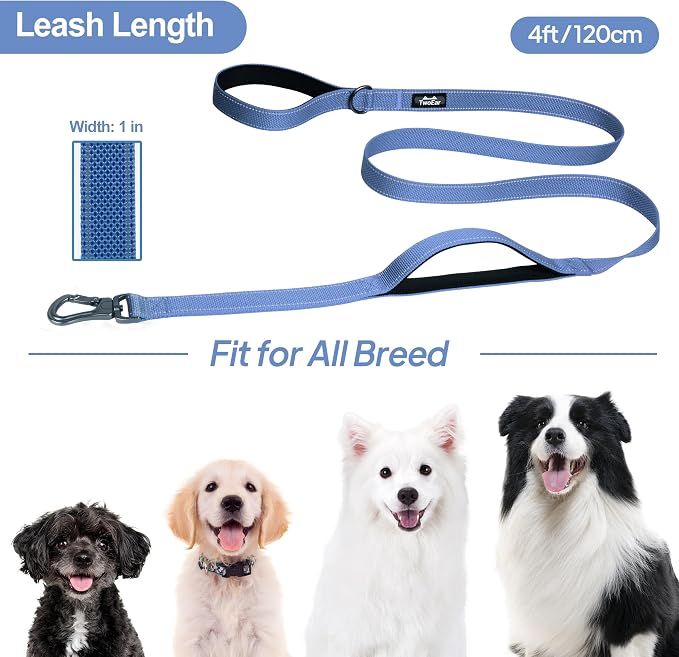 Twoear 4FT 1IN Heavy Duty Dog Leash for Large Dogs with 2 Padded Handles | Traffic Handle Extra Control, Auto Lock Hook, Strong Reflective Walking Leash for Medium and Large Breeds, Dark Blue - Image 7