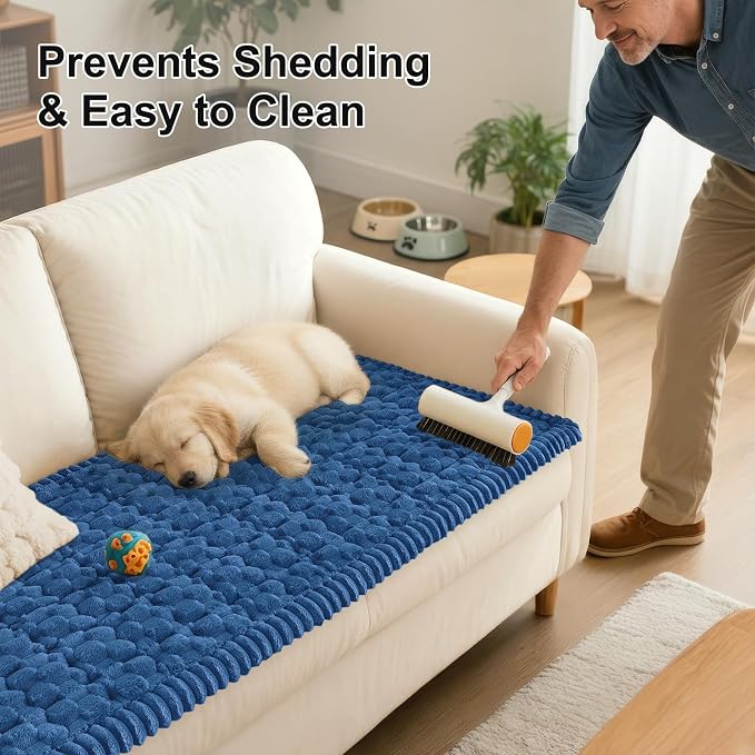 Smiry Non Slip Couch Covers for Dogs, Scratch Resistant Pet Sofa Protector | Machine Washable Soft Fuzzy Thick Furniture Cover for Sofa Loveseat Sectional Large Dogs, Navy, 27.6" x 59" - Image 6