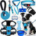 No Pull Dog Harness Adjustable Collar & Leash Set - Dog Halter Harnesses Collapsible Bowls & Poop Bag Dispenser Muzzle ID Tags Toys Fits Small Medium Large Dogs (Blue-XL) by Unknown