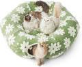Lesure Donut Cute Jacquard Large Cat Tunnel Bed Kitten Toys for Dog Bunny | 39.5x39.5x10in,Round Large Cat Bed Tube for Multi Kittens,Pet Peekaboo Cave Toy,Spiral Hideaway,Washable Cushion,Green by Lesure