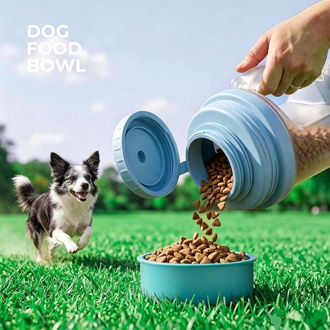 Dog Water Bottle Portable 33.5oz with Food Container & 2 Bowls | Feeding & Hydration, 13.5oz Food Storage, 13.5oz Travel Water Bowl, 6.5oz Food Bowl, Portable Pet Dispenser for Hiking Beach - Image 5