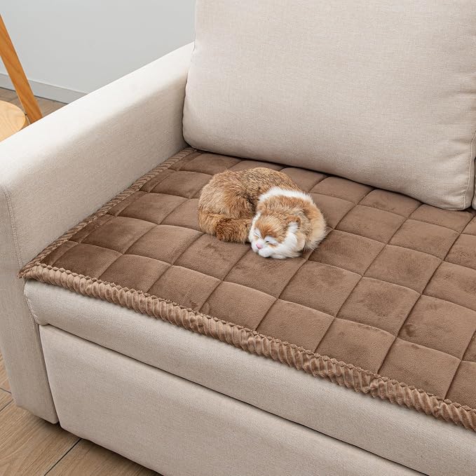 Couch Cover for Dogs Washable Pet Bed Fuzzy Pet Couch Covers Nonslip Couch Slipcover for Dogs, Kids, Pets Friendly Sofa Cover Loveseat Covers (Brown, 21''x51''/Rectangular) - Image 2
